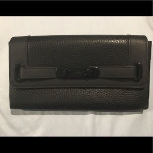 Coach Swagger black pebbled leather wallet